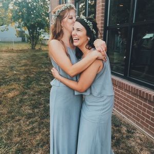 David’s Bridal full length halter dress